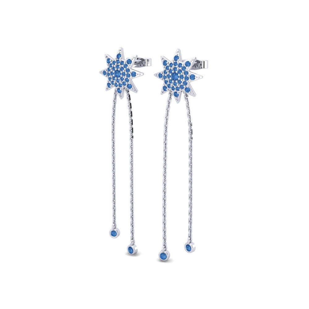 Donker Blauwe Zirkoon Dames Oorbellen Cascata