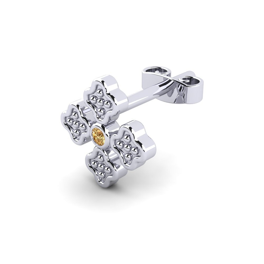 585 Bílé zlato Hnědý diamant Pánské náušnice Caskied
