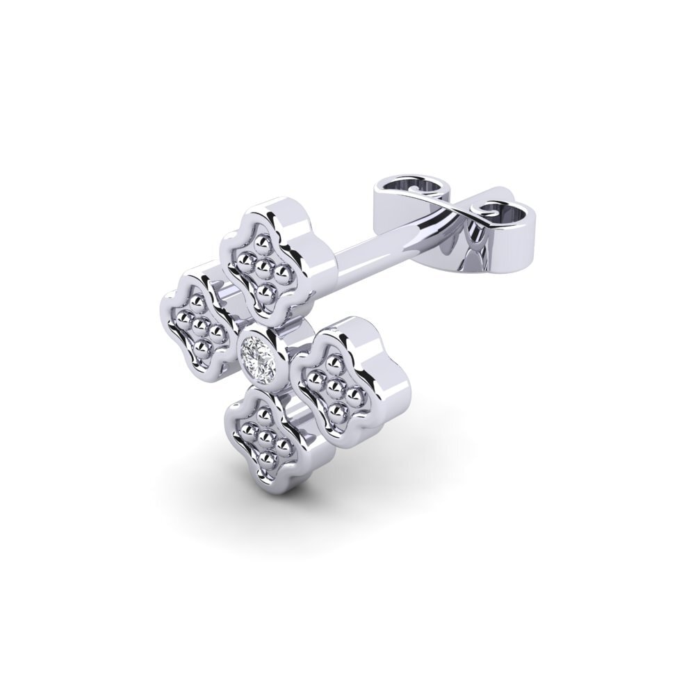 9ct White Gold Diamond Men's Earring Caskied