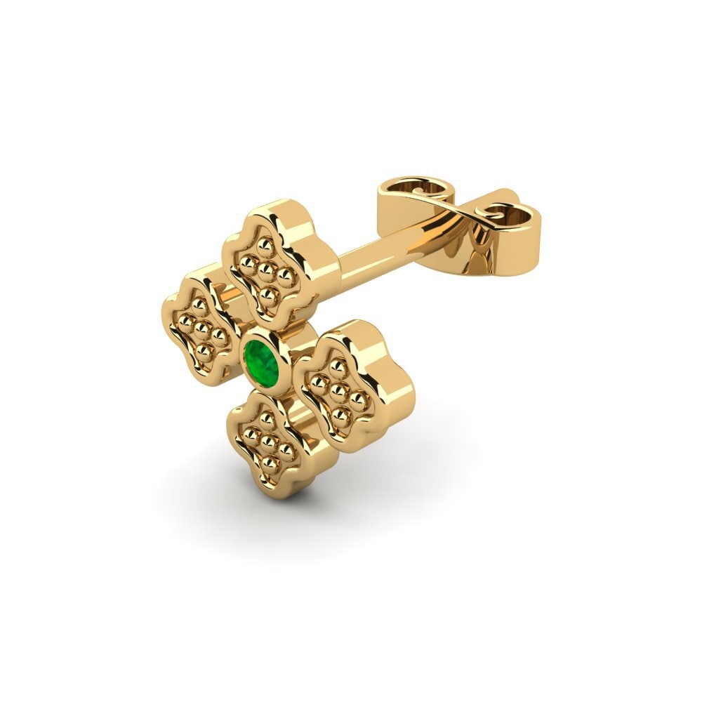 9ct Yellow Gold Emerald Men's Earring Caskied