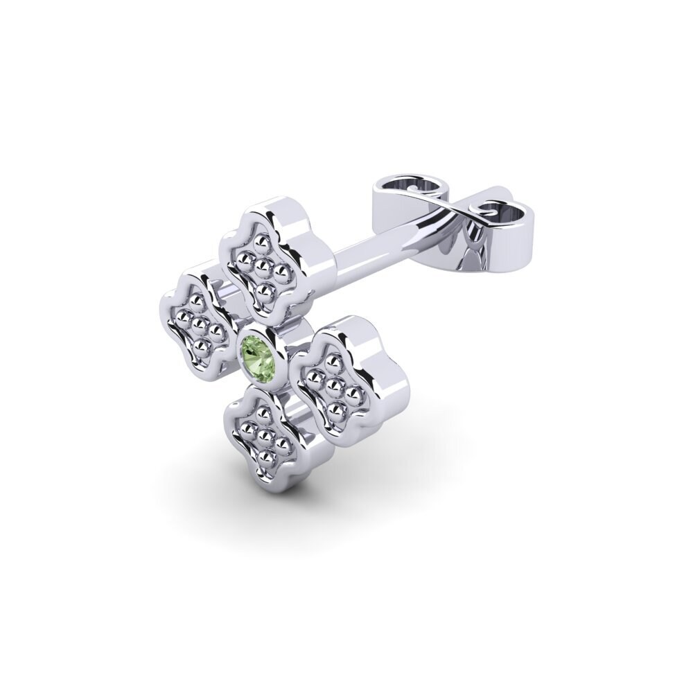 585 Bílé zlato Zelený diamant Pánské náušnice Caskied