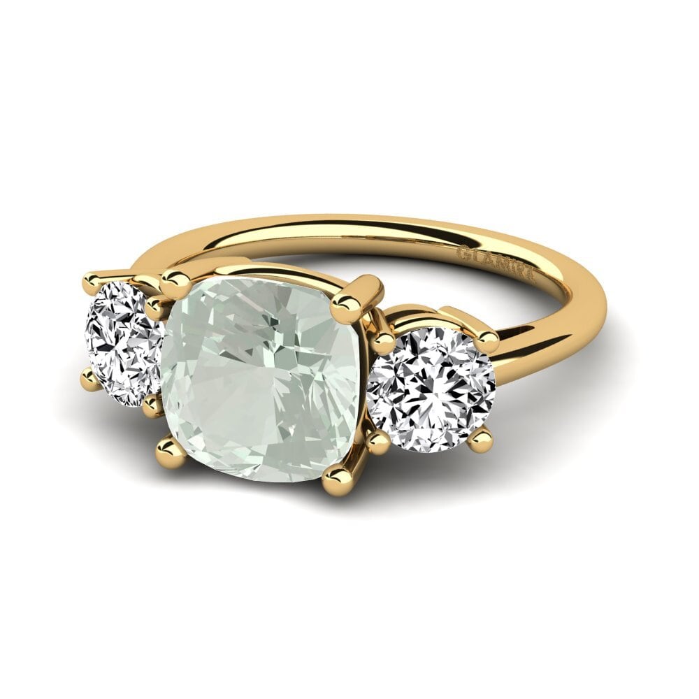 18k Oro Amarillo Amatista verde Anillo de compromiso Casonia