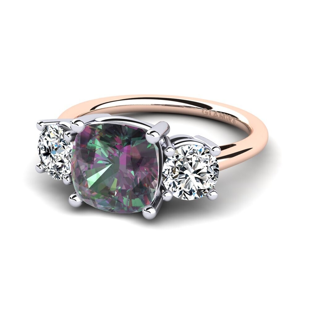 9ct Rose & White Gold Mystic Topaz Engagement Ring Casonia