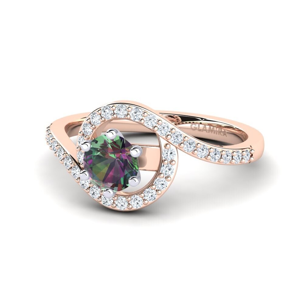 9ct Rose & White Gold Mystic Topaz Engagement Ring Cassia