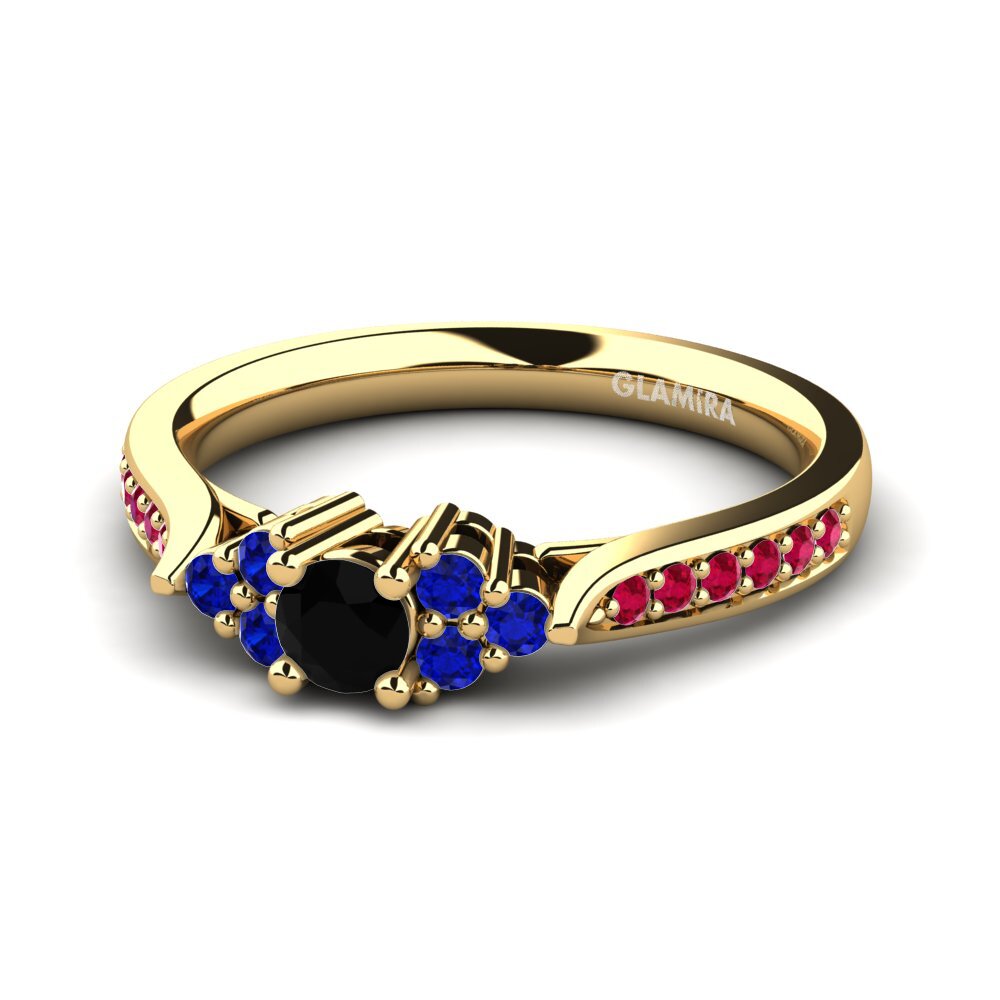 14ct Yellow Gold Black Diamond Engagement Ring Cassidy 0.16 crt
