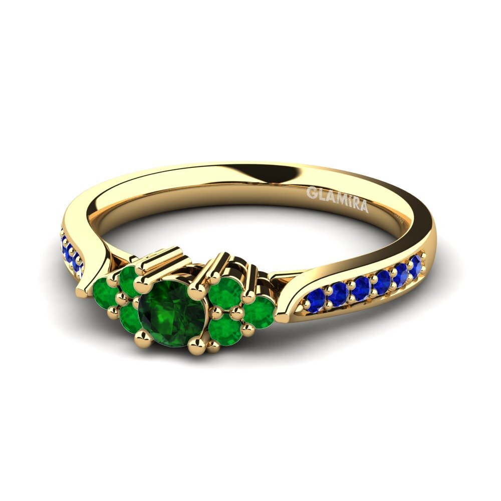 14ct Yellow Gold Green Tourmaline Engagement Ring Cassidy 0.16 crt