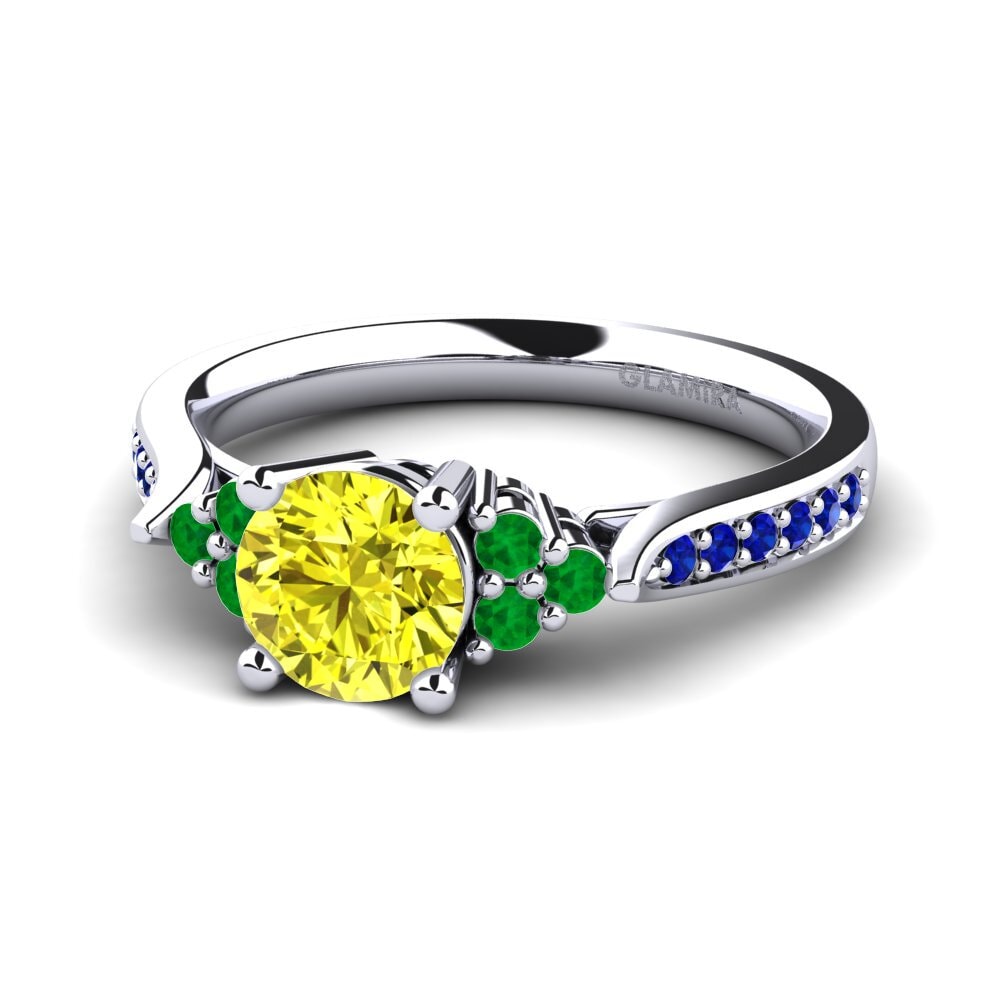 9ct White Gold Yellow Diamond Engagement Ring Cassidy 0.8 crt