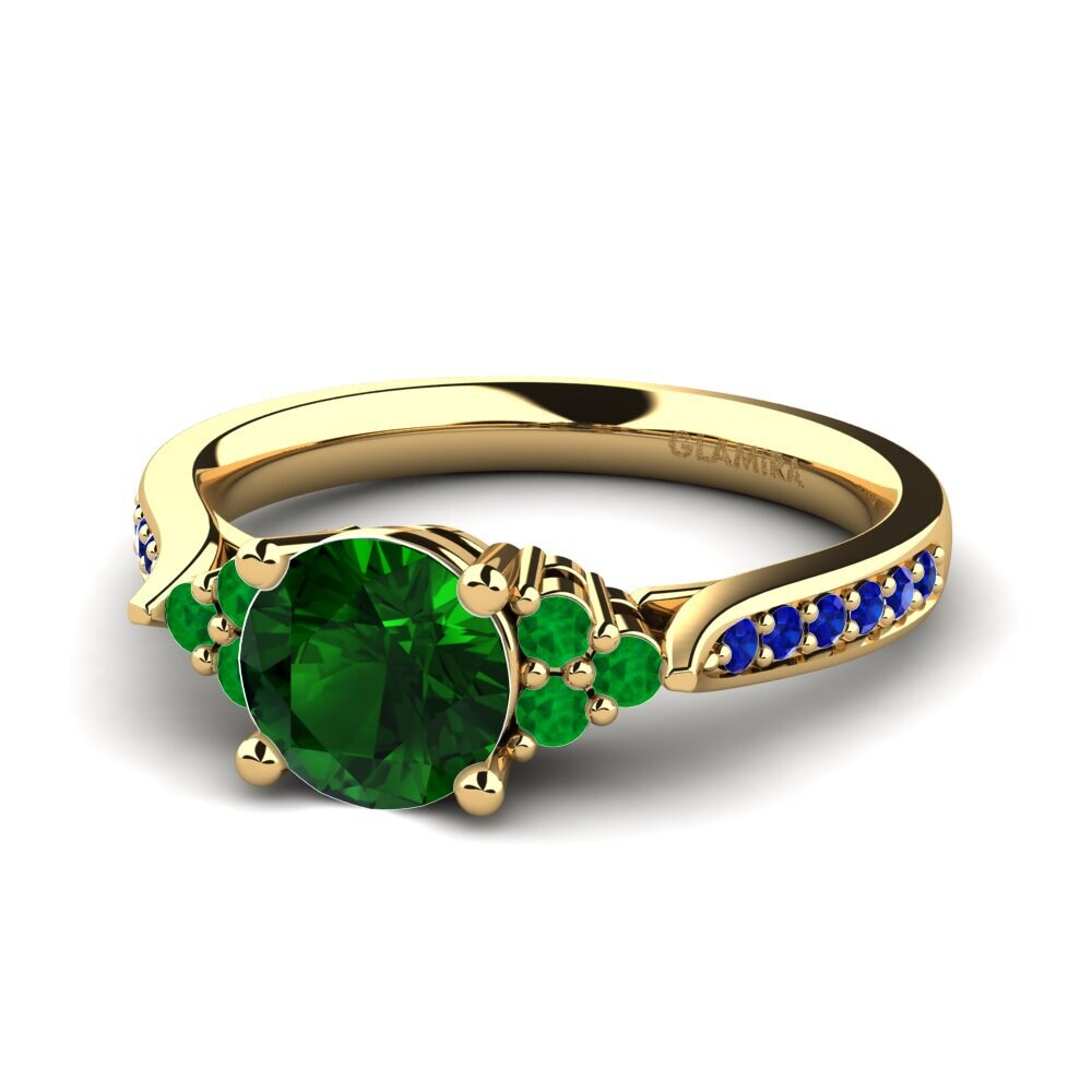 14ct Yellow Gold Green Tourmaline Engagement Ring Cassidy 1.0 crt