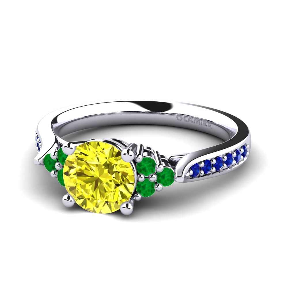 9ct White Gold Yellow Diamond Engagement Ring Cassidy 1.0 crt