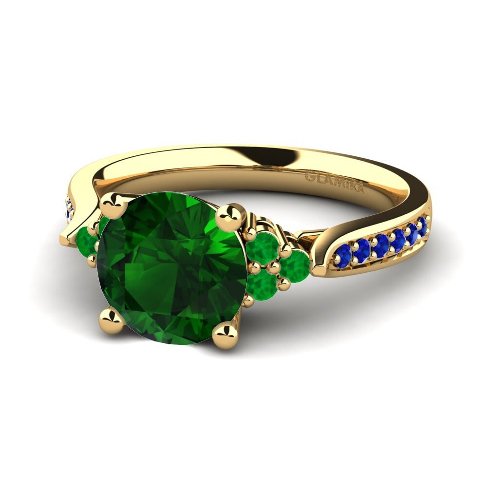 14ct Yellow Gold Green Tourmaline Engagement Ring Cassidy 2.0 crt