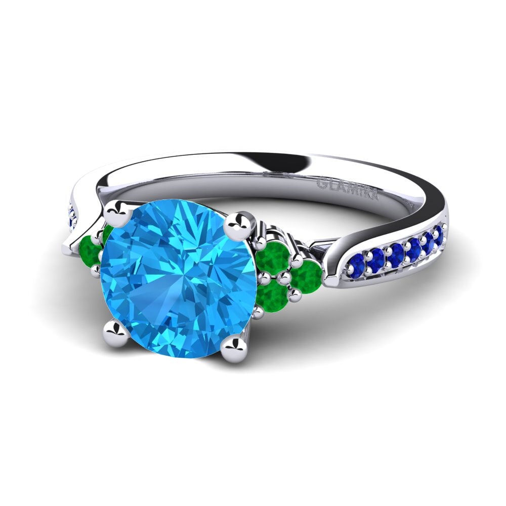 Topacio azul Anillo de compromiso Cassidy 2.0 crt