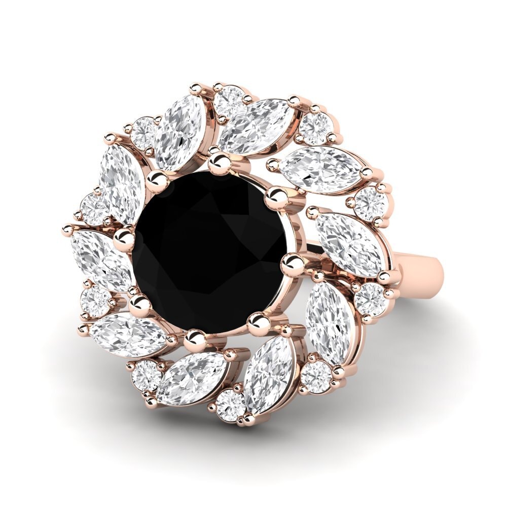9k Rose Gold Black Onyx Engagement Ring Cassine