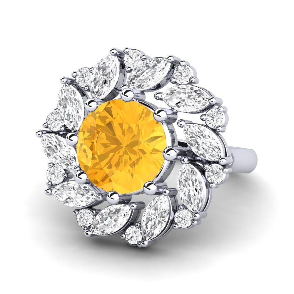 White Silver Citrine Engagement Ring Cassine