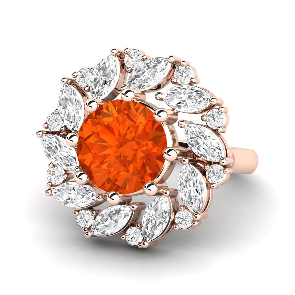 9k Rose Gold Fire-Opal Engagement Ring Cassine