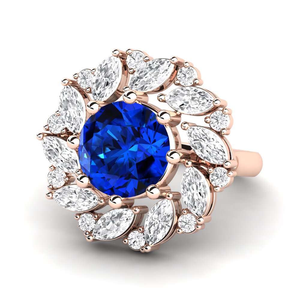 9k Rose Gold Sapphire (Lab Created) Engagement Ring Cassine
