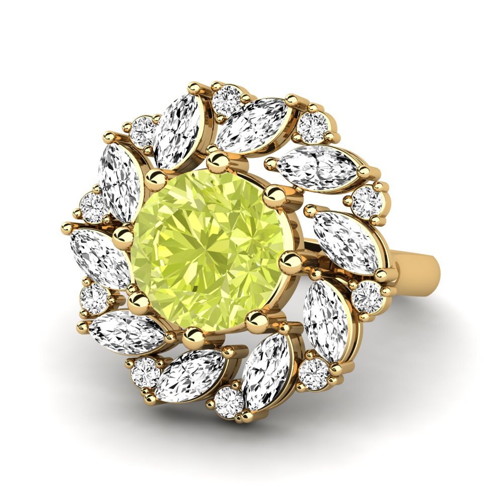 14k Oro Amarillo Cuarzo Limón Anillo de compromiso Cassine