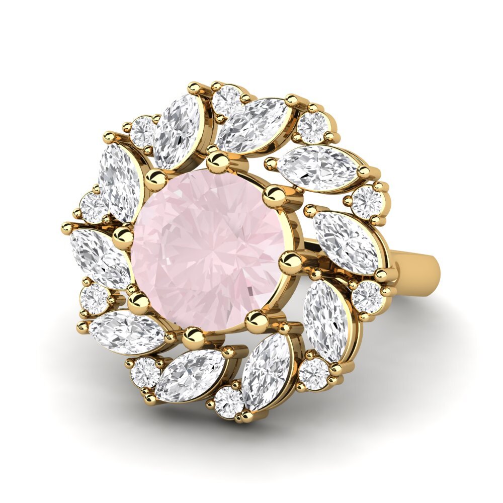 14k Oro Amarillo Anillo de compromiso Cassine