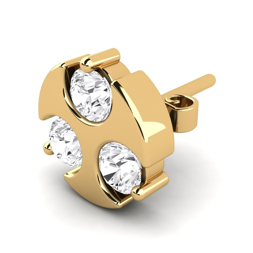 Gelbgold 585 Weißer Saphir Herren-Ohrring Cassus