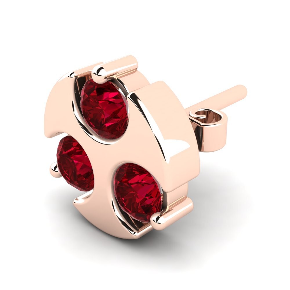 14k Oro Rosa Circonita Roja Pendiente para hombre Cassus