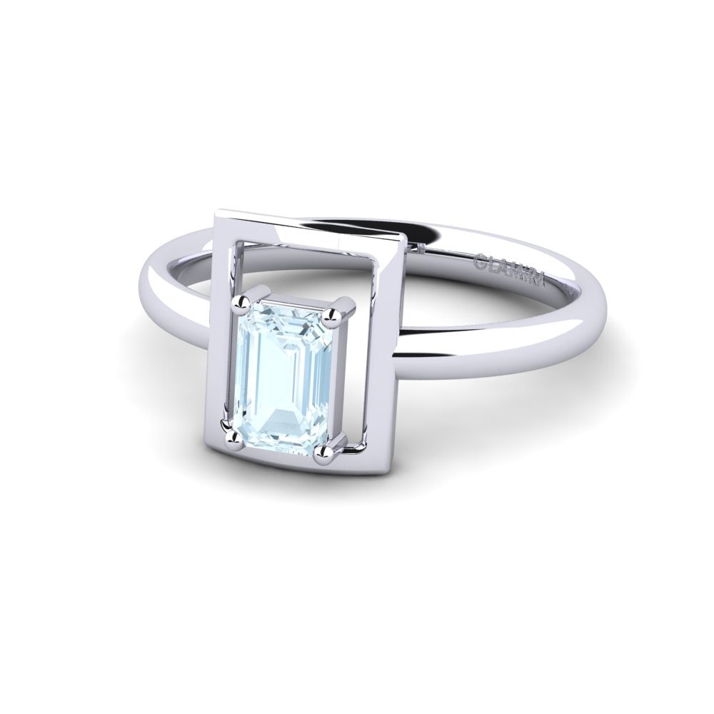 Aguamarina Anillo de compromiso Castano