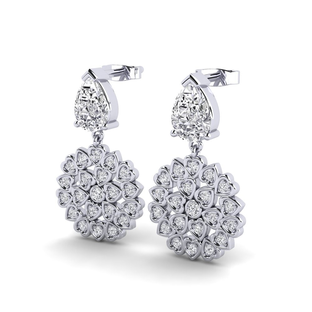 Boucles D'oreilles Clous En Or Blanc 14k Avec Diamants De Labo 3 Carats - Neuf