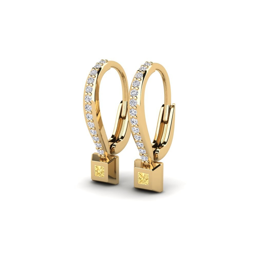 Gele Diamant Dames Oorbellen Caturam