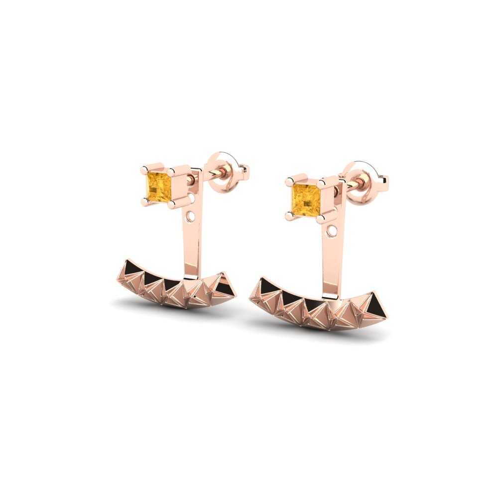 18k Oro Rosa Citrino Pendiente de mujer Caturbhuja