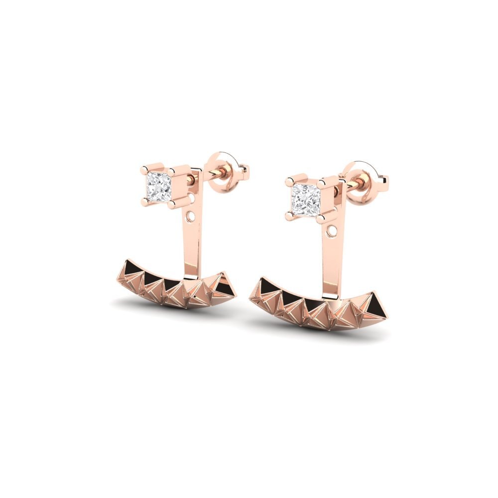 14k Oro Rosa Pendiente de mujer Caturbhuja
