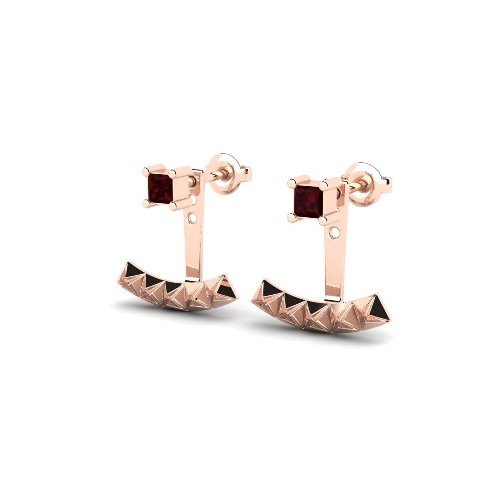 18k Oro Rosa Granate Pendiente de mujer Caturbhuja