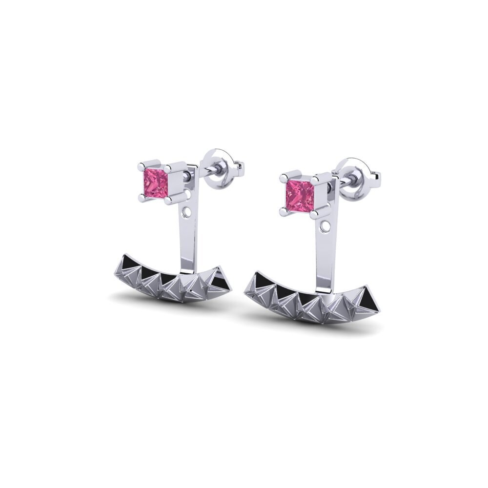Oro Bianco 375 Tormalina Rosa Orecchino da donna Caturbhuja