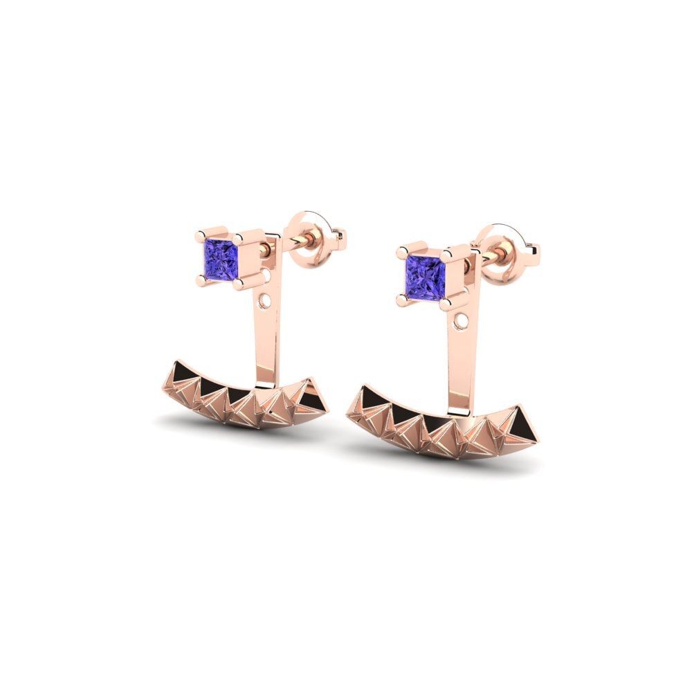 18k Oro Rosa Tanzanita Pendiente de mujer Caturbhuja