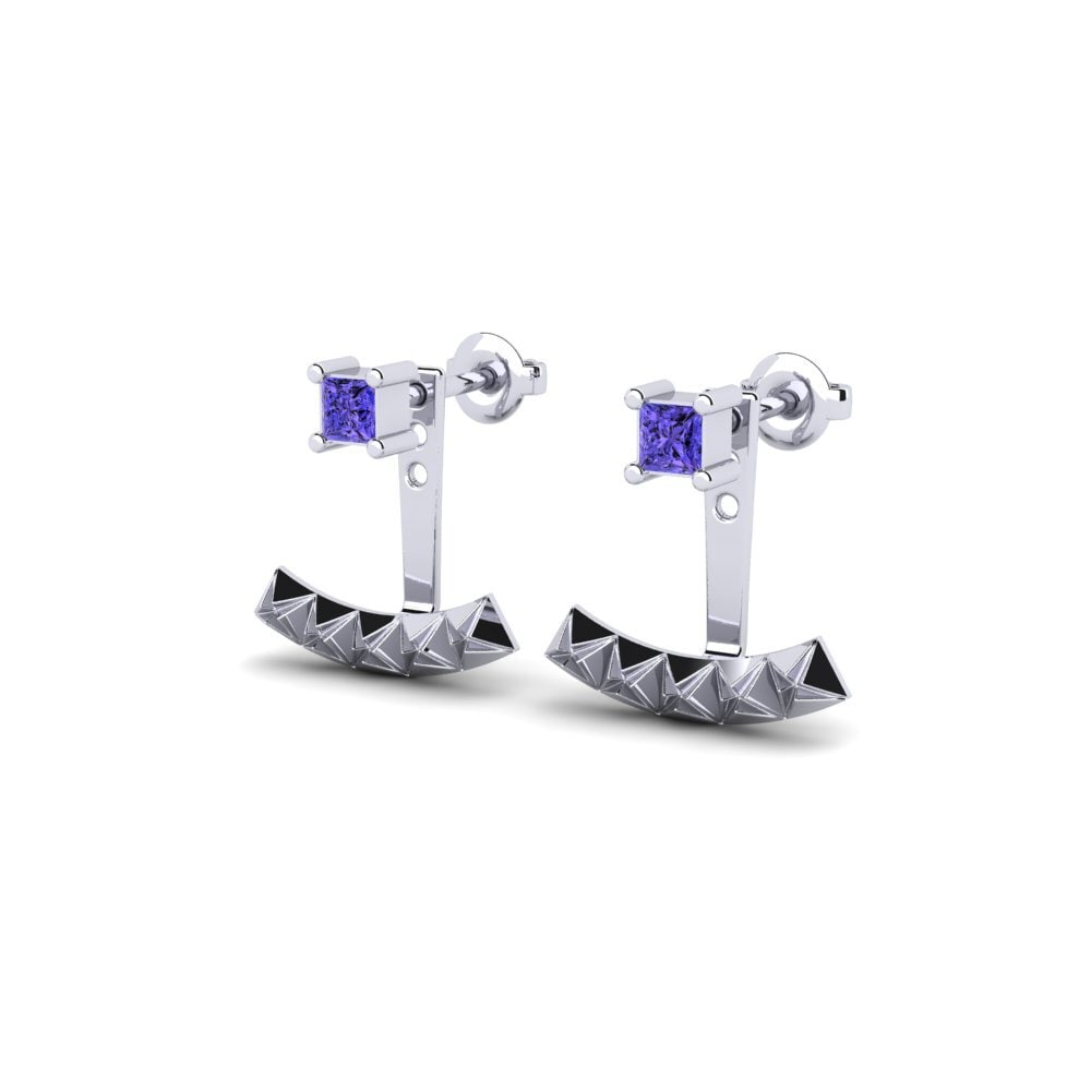 Oro Bianco 375 Tanzanite Orecchino da donna Caturbhuja