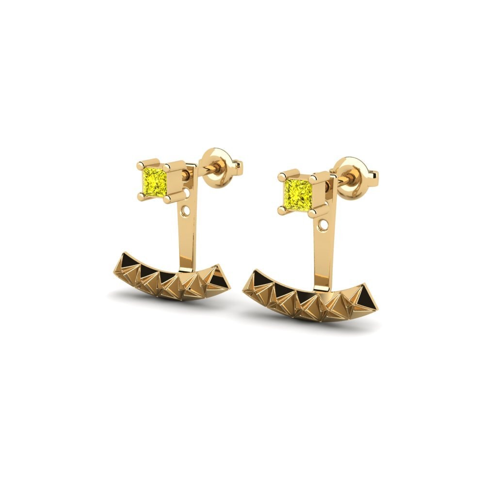 Gele Diamant Dames Oorbellen Caturbhuja