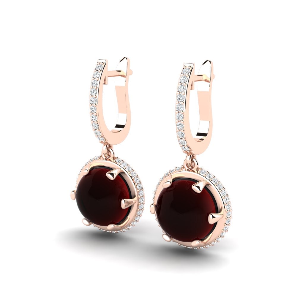 red-375 Cabochon Granada Brincos Feminino Cauline
