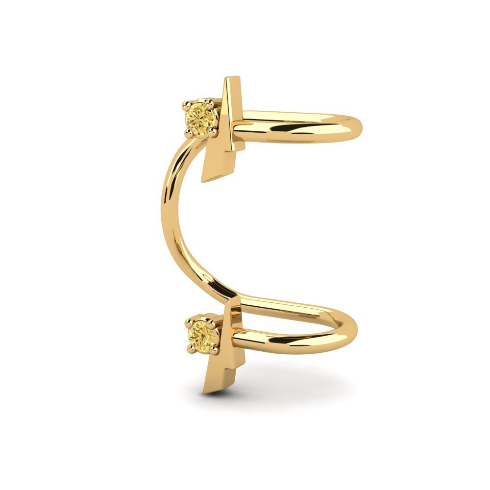 9ct Yellow Gold Yellow Diamond Women's Earring Caulome