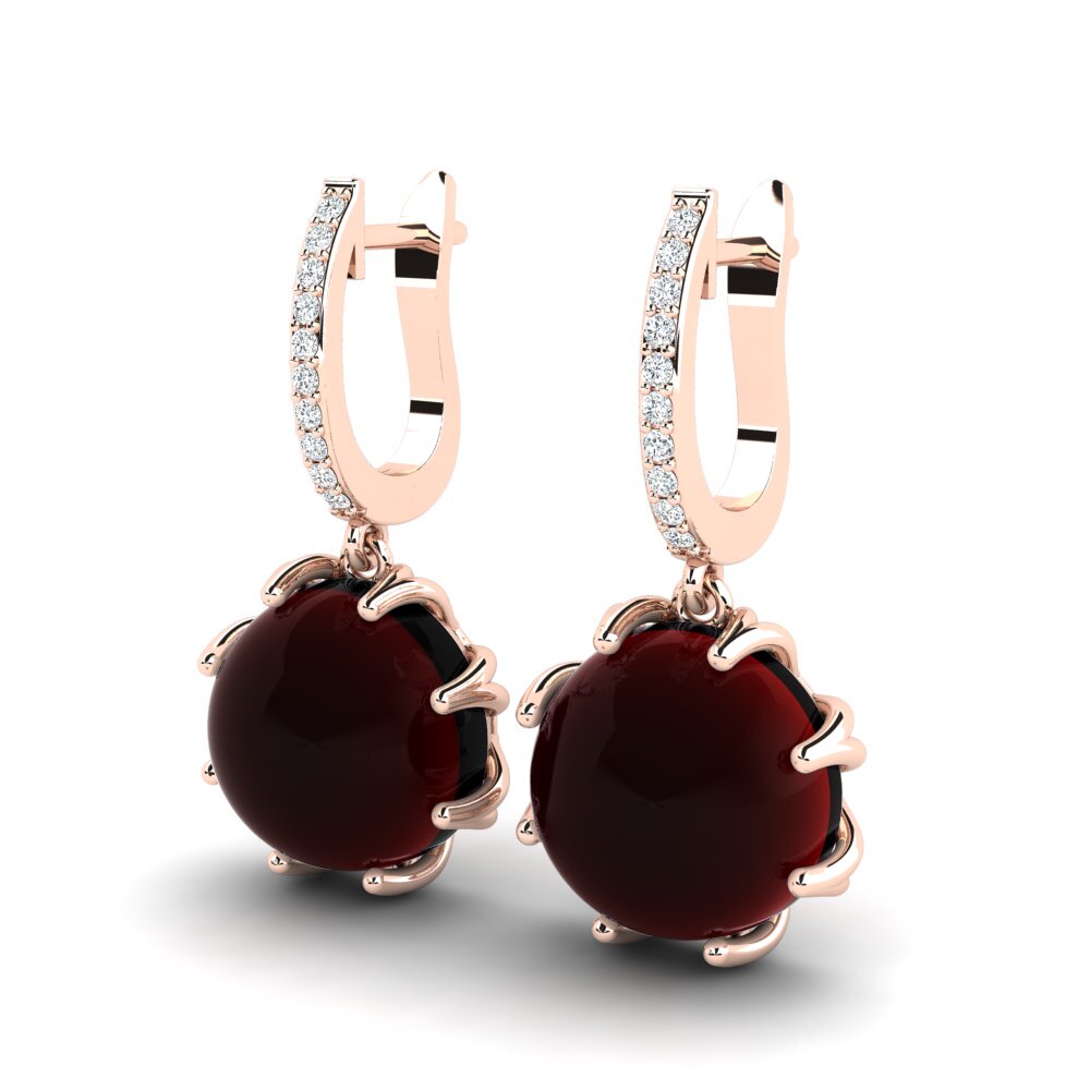 red-375 Cabochon Granada Brincos Feminino Caurie