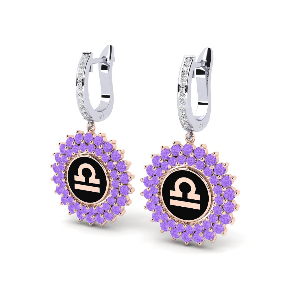Améthyste Boucle d'oreille femme Cavaliers - Libra