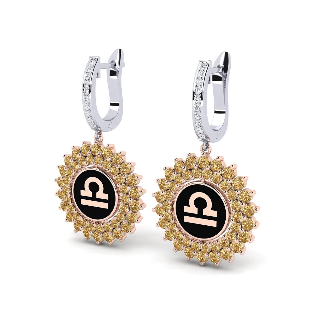 Diamant Brun Boucle d'oreille femme Cavaliers - Libra