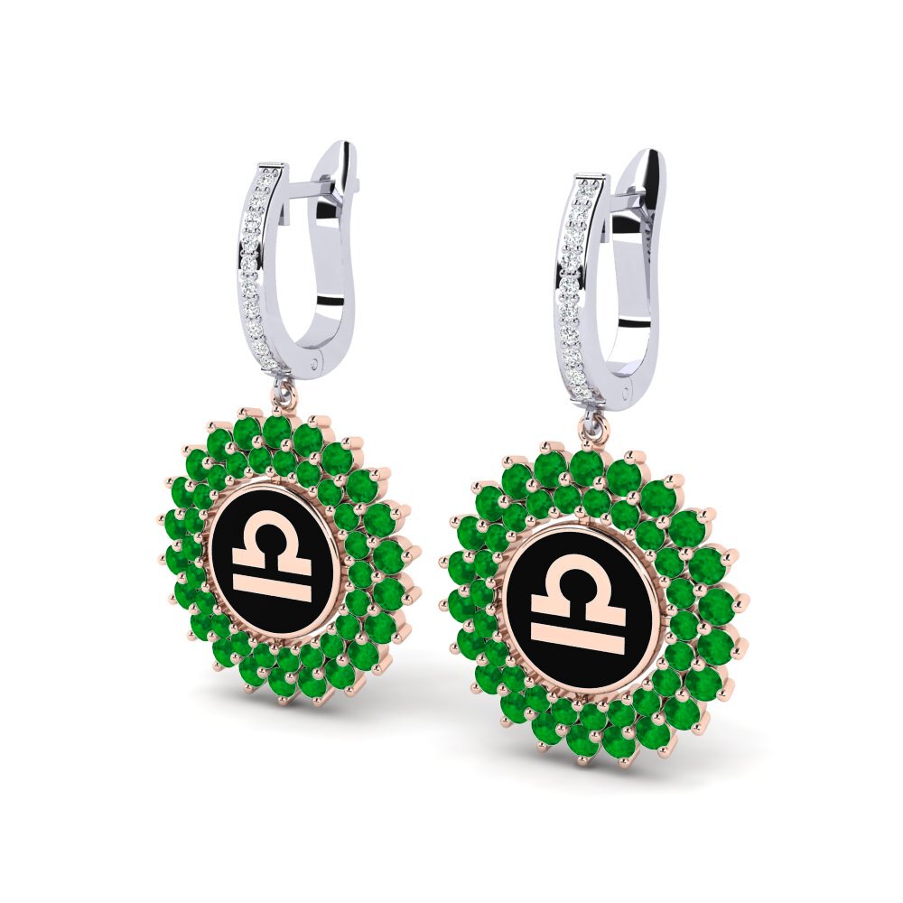 Émeraude Boucle d'oreille femme Cavaliers - Libra