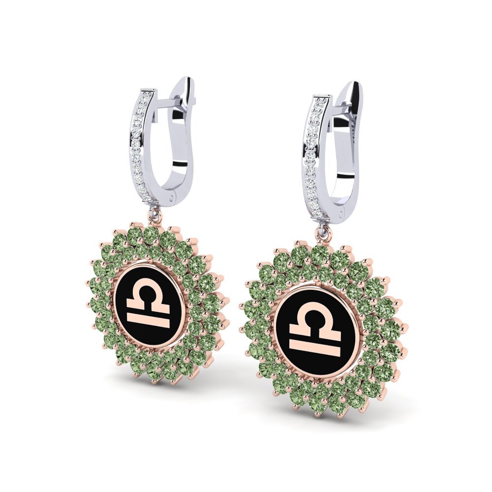 Diamant Vert Boucle d'oreille femme Cavaliers - Libra
