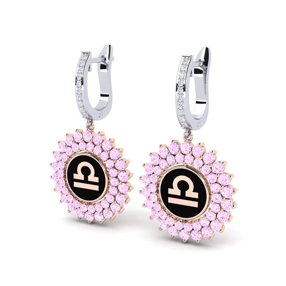 Saphir Rose Boucle d'oreille femme Cavaliers - Libra