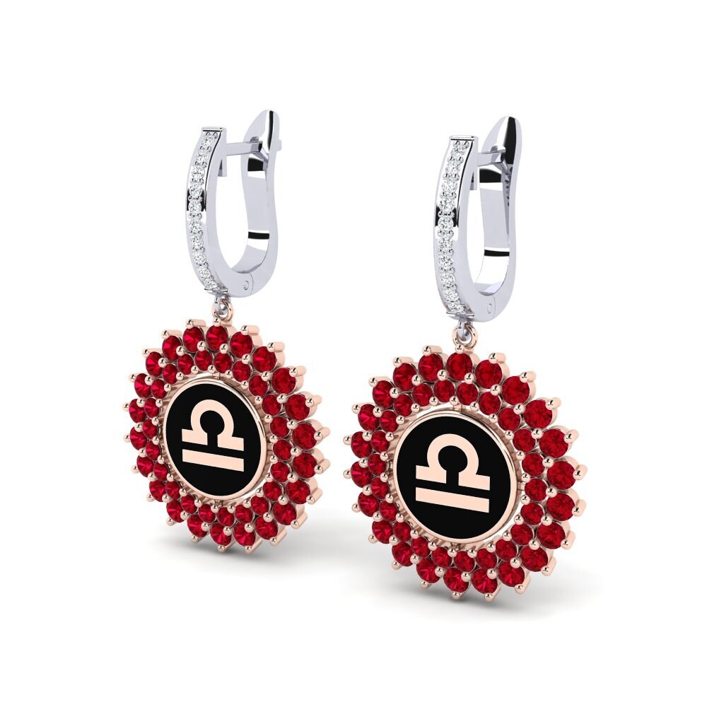 Red Zirconia Women's Earring Cavaliers - Libra
