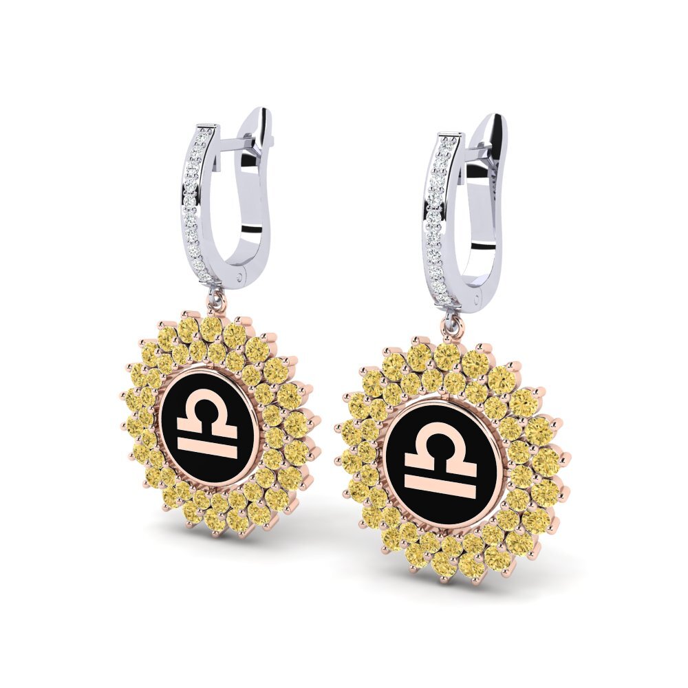 Yellow Diamond Women's Earring Cavaliers - Libra