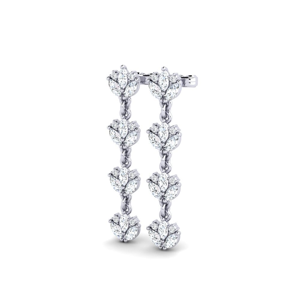 9k Oro Blanco Marquesa Pendiente de mujer Caves