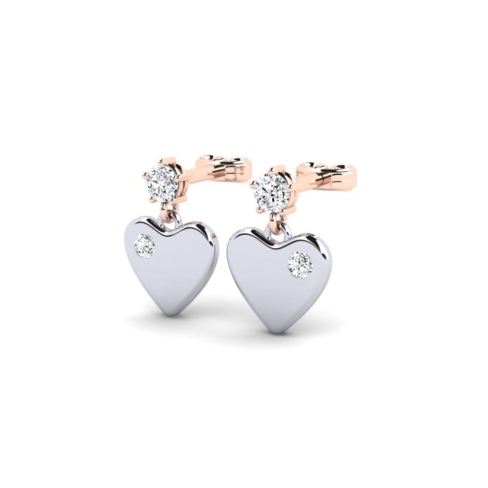 18k Oro Blanco / Rosa Pendiente de mujer Ceallip