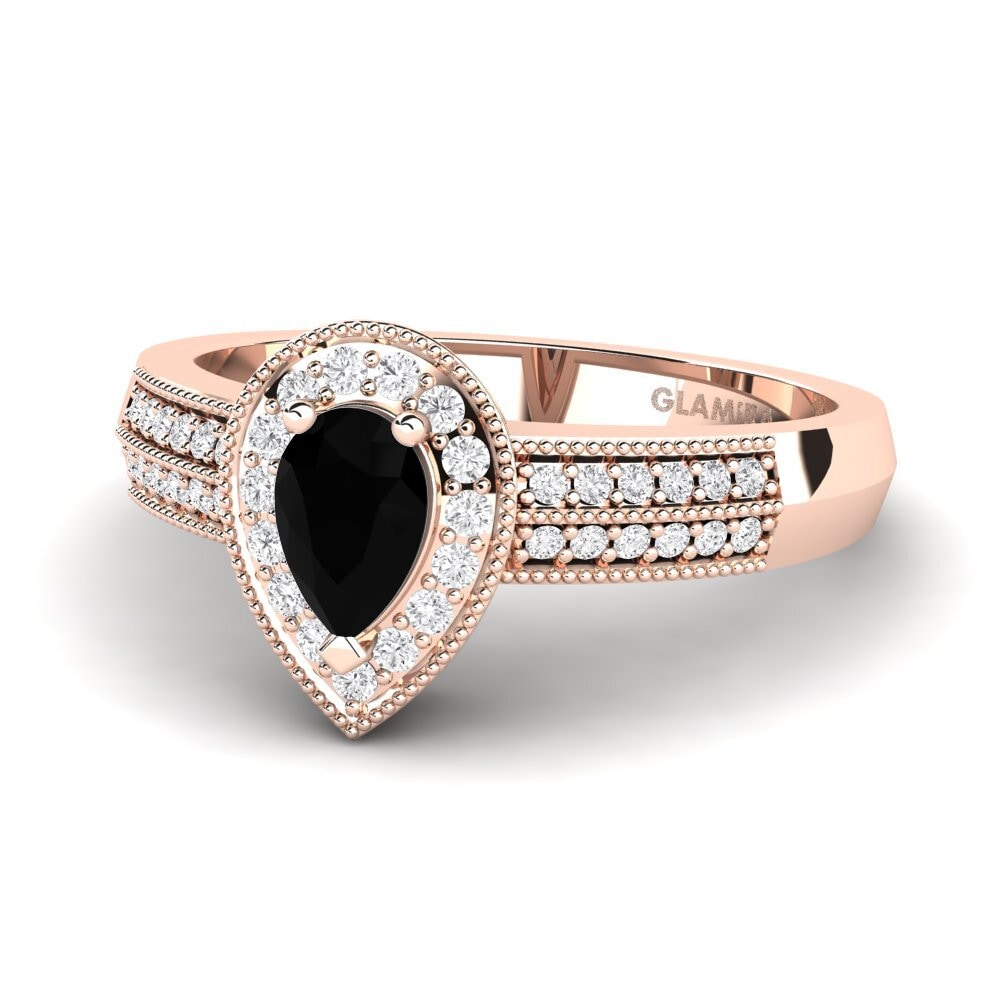 9k Rose Gold Black Onyx Engagement Ring Cecilia