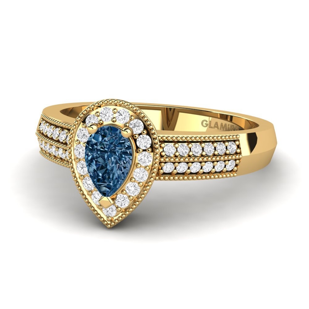 14k Oro Amarillo Anillo de compromiso Cecilia