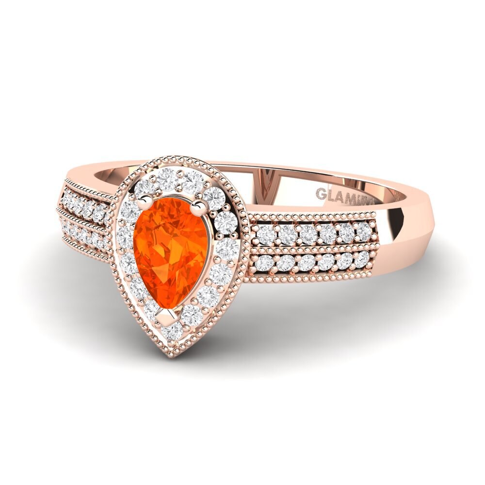9k Rose Gold Fire-Opal Engagement Ring Cecilia