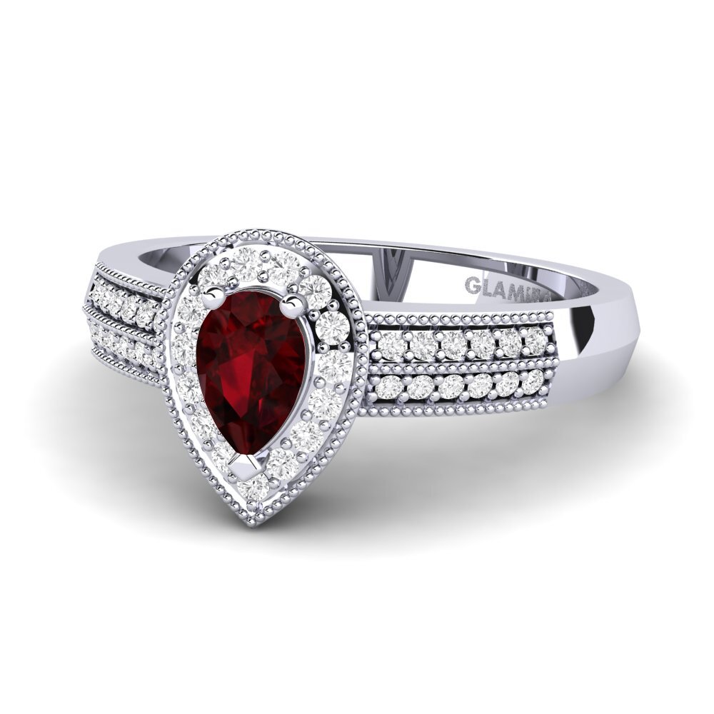 White Silver Engagement Ring Cecilia