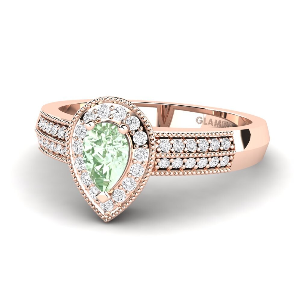9k Rose Gold Green Amethyst Engagement Ring Cecilia